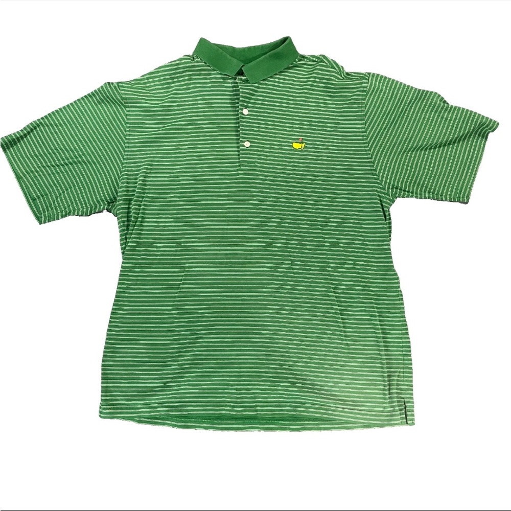 Augusta National Masters Golf Green Polo Sz L Embroidered Logo Vtg Pima Cotton